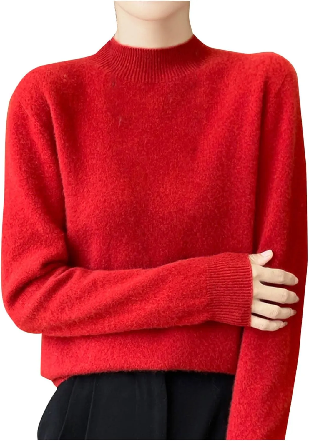 Ladies Solid Color Cashmere Sweaters Casual Fashion Turtleneck Pullover Sweaters Long Sleeve Knitted Base Sweater