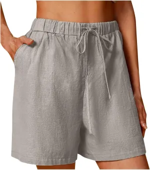 lcepcy Womens Linen Casual Shorts High Waisted Comfy Shorts Summer Contton Linen Shorts with Pockets