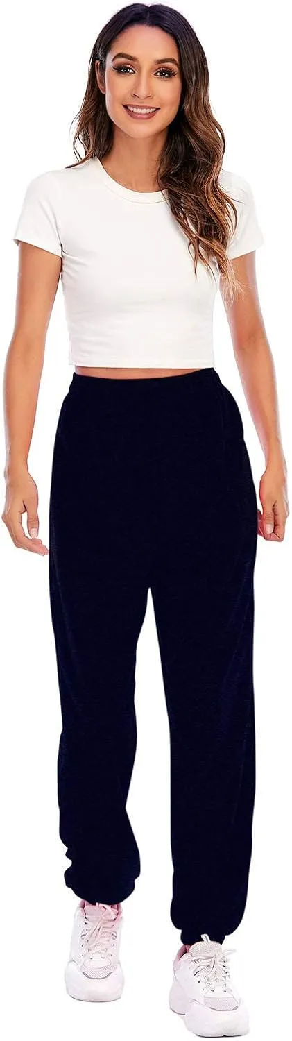 LCMTWX Baggy Sweatpants for Women with Pockets Comfortable High Waisted Jogging Pants with High Waisted Casual Sweat