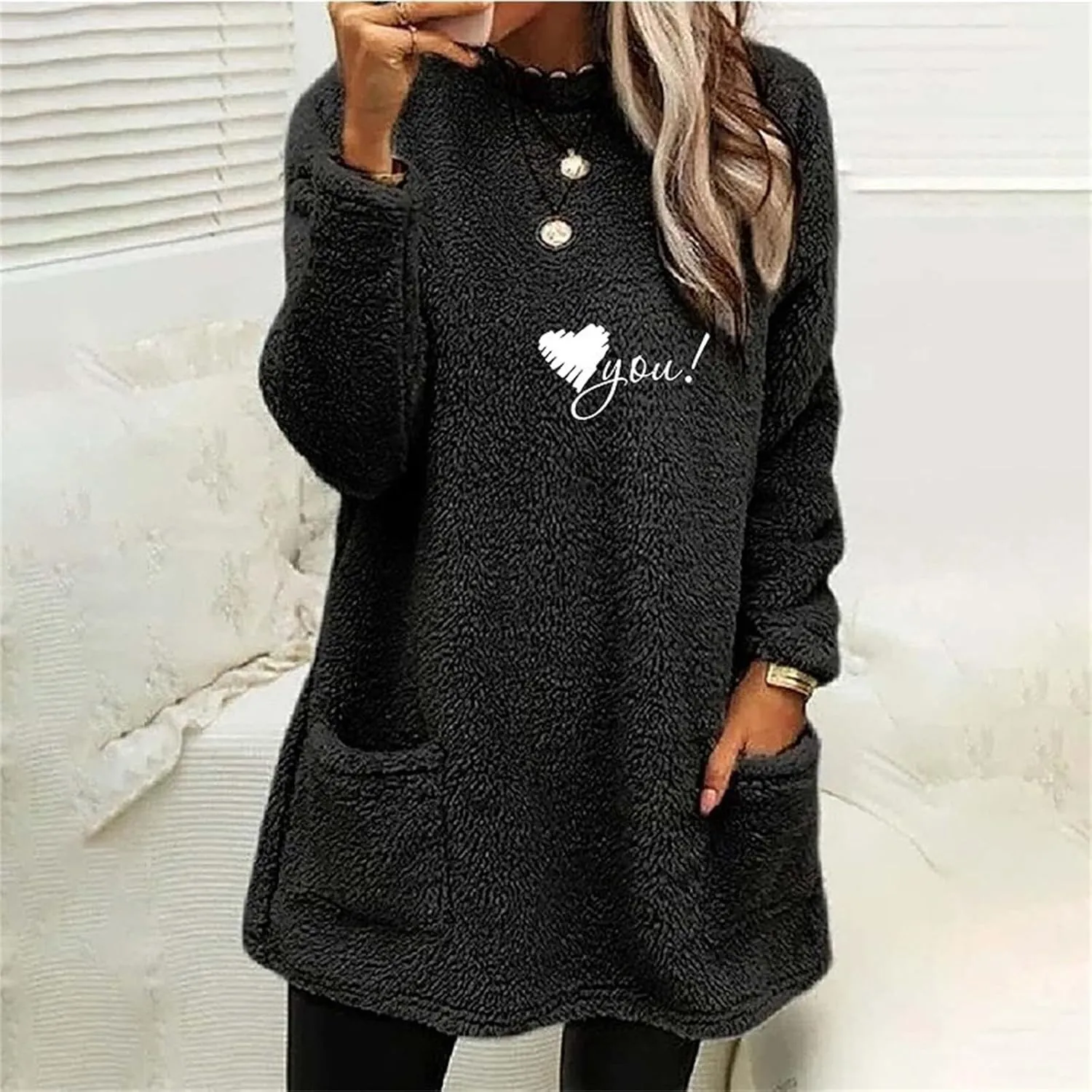 LCMTWX Womens 2023 Winter Fuzzy Fleece Jacket Fleece Thickening Plus Size Coat Jacket Solid Oversized Fuzzy Fleece Fluffy