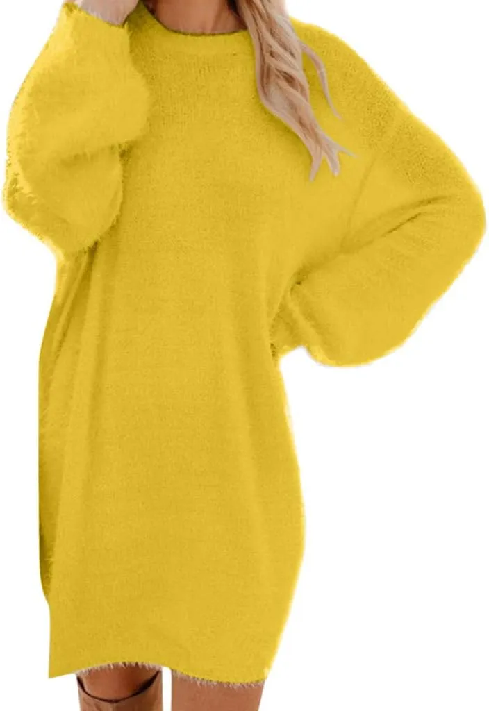 LCMTWX Women's Crewneck Oversized Sweater Dress 2023 Oversized Pullover Dresses Oversized Pullover