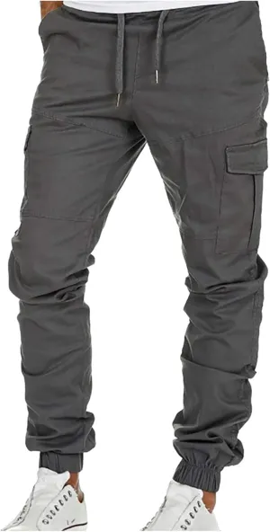 Length Pants Mens Solid Pocket Sports Casual Fitness Bodybuilding Color Men's Pants Yoga Pants