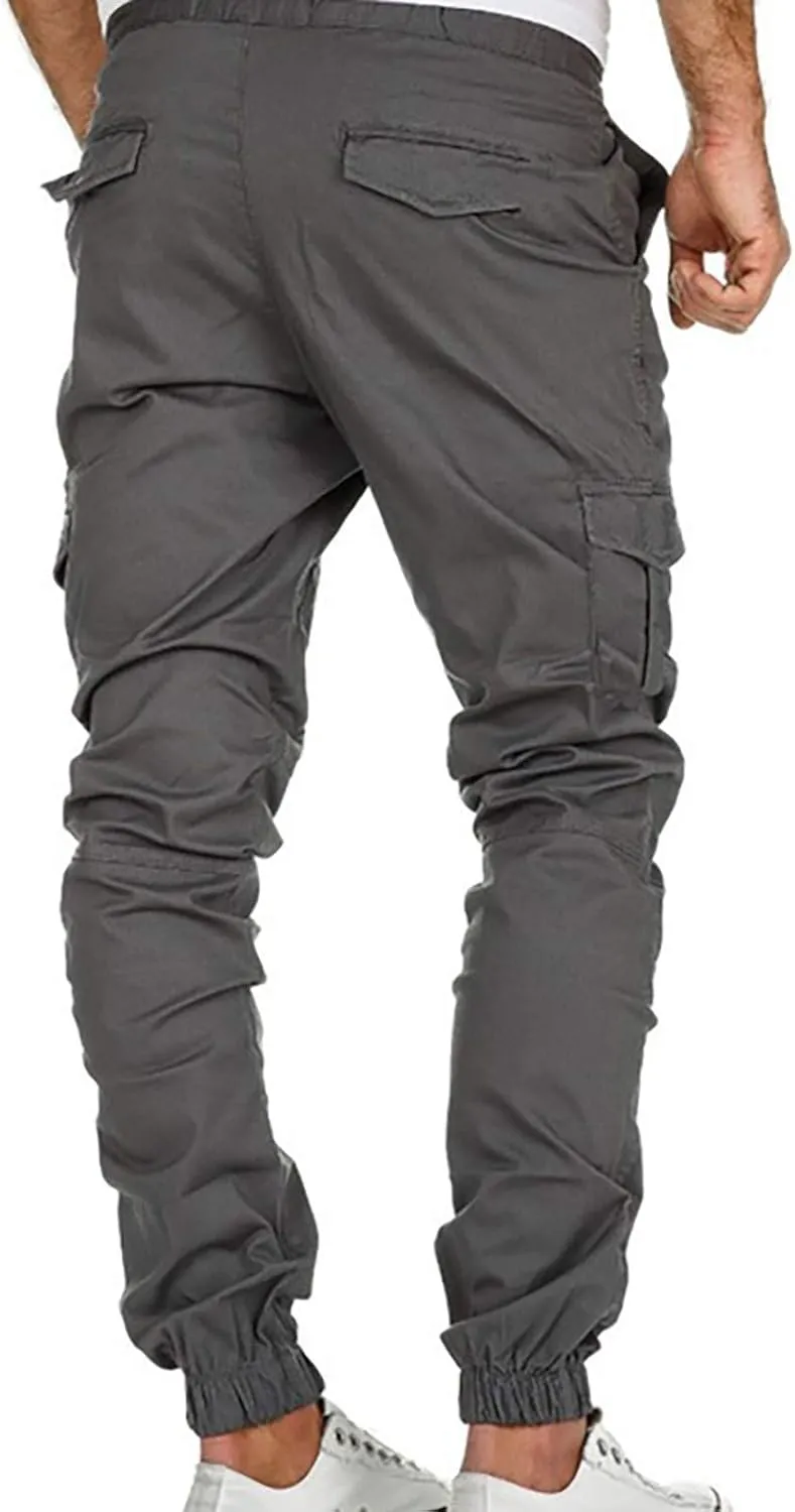 Length Pants Mens Solid Pocket Sports Casual Fitness Bodybuilding Color Men's Pants Yoga Pants
