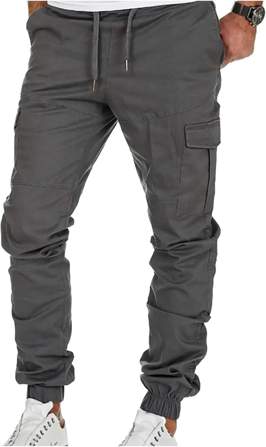 Length Pants Mens Solid Pocket Sports Casual Fitness Bodybuilding Color Men's Pants Yoga Pants