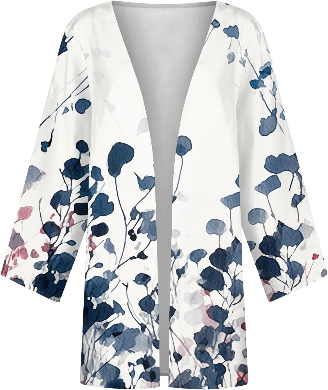 Lightweight Cardigan for Women Summer Printed Beach Cover Up Tops Casual Blouse Open Front 3/4 Sleeve Kimono Cardigan