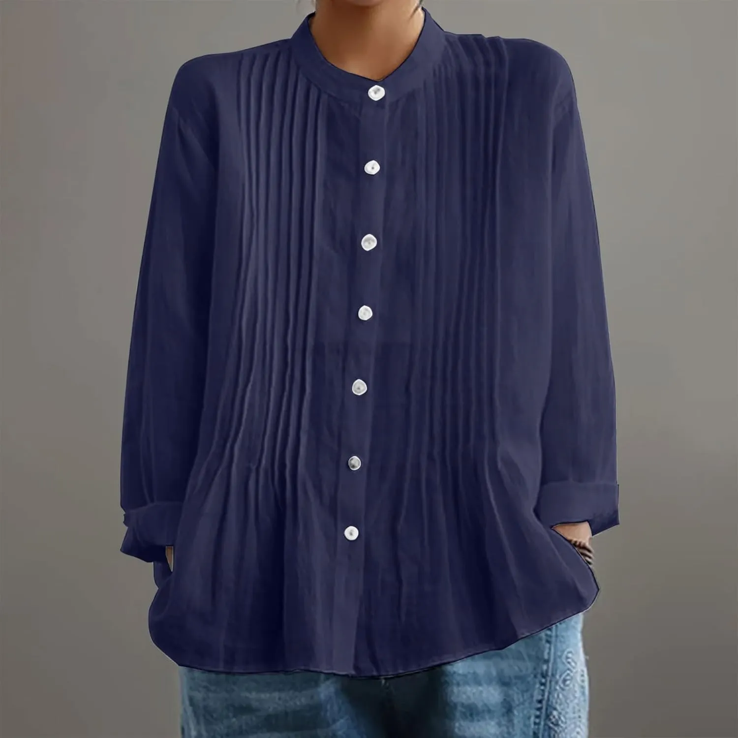Linen Cotton Shirt Blouse Top for Women Casual Lightweight Loose Fit Summer Workwear Comfy Breathable Vacation Tees
