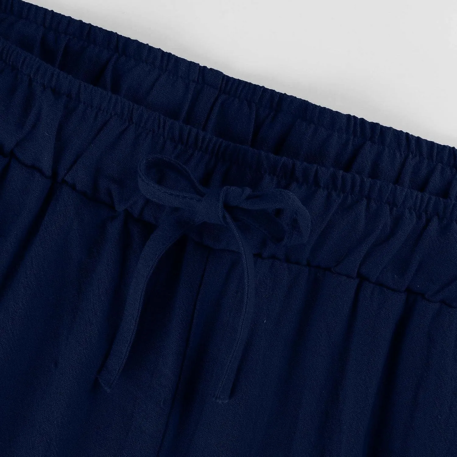 Linen Pants Women Casual Summer Drawstring Waist Wide Leg Pants with Pockets Baggy Lightweight Beach Trousers