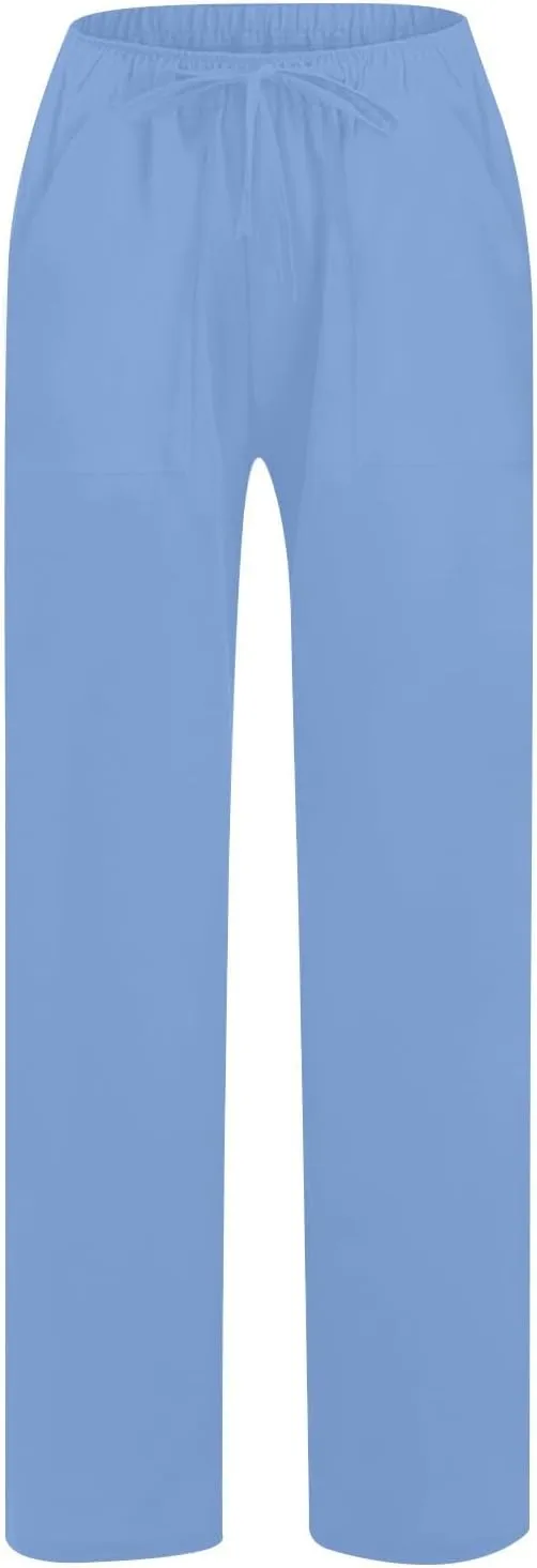Linen Pants Women High Waisted Wide Leg Pants Drawstring Loose Fit Summer Trousers Beach Resort Wear 2025