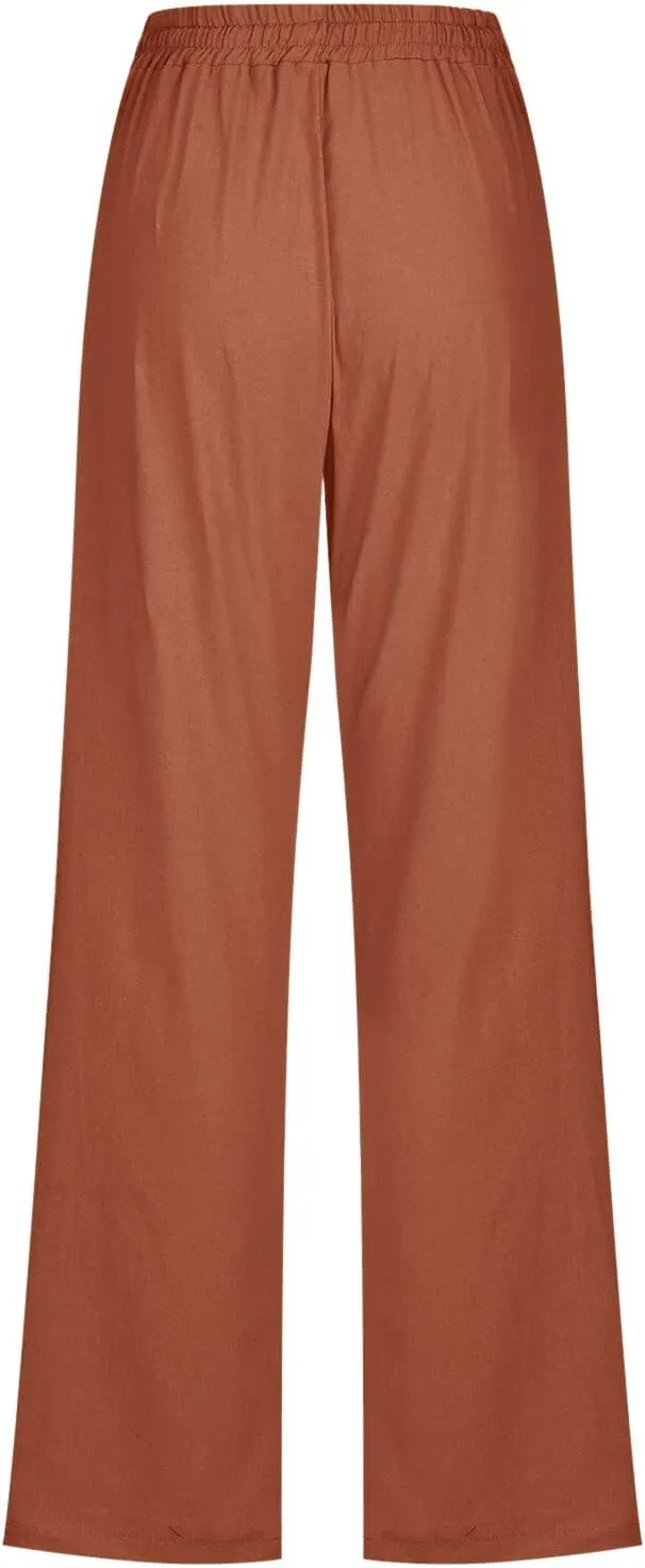 Linen Pants Women Summer Capri Women's Cotton Linen Capris Lightweight Baggy Cropped Lounge Trousers