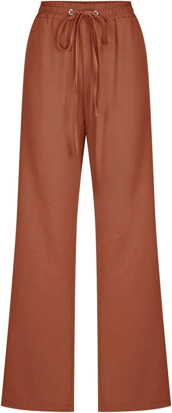 Linen Pants Women Summer Capri Women's Cotton Linen Capris Lightweight Baggy Cropped Lounge Trousers