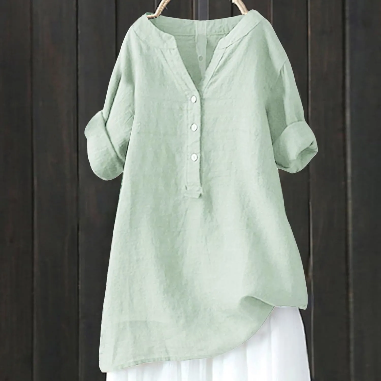 Linen Shirt for Women Breathable Tops Loose Crewneck Tops Womens Daily t Shirts Summer Shirts for Women 2025