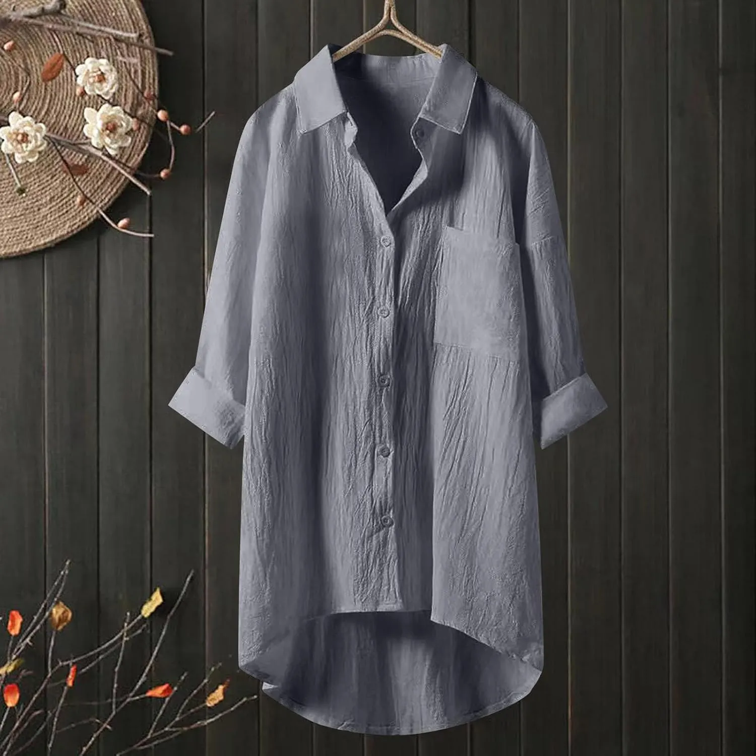 Linen Shirt for Women Breathable Tops Loose Crewneck Tops Womens Daily T Shirts Summer Shirts for Women 2025