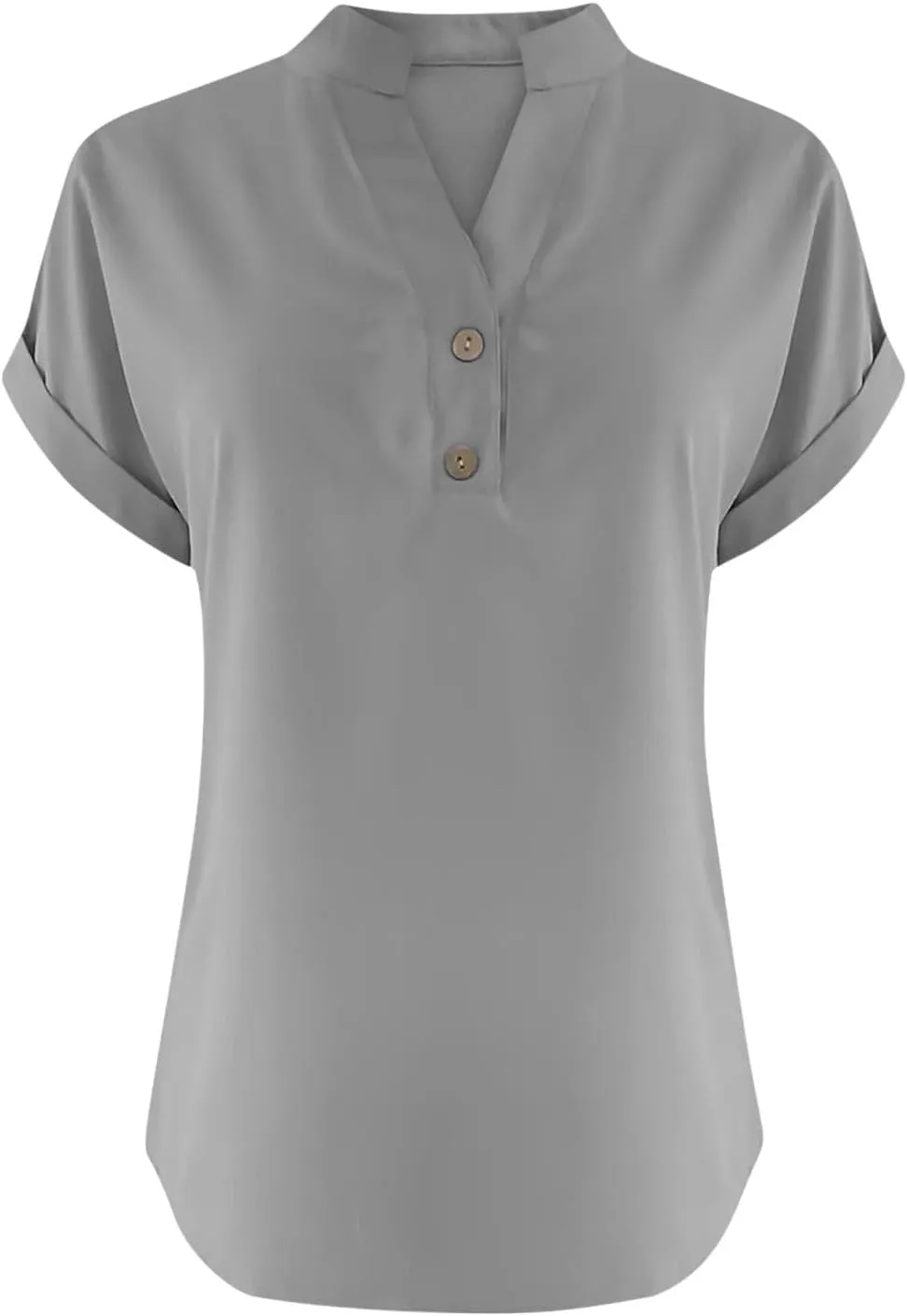 Linen Shirts for Women Loose Fit Vacation Short Sleeve Boho Tops Casual Button Up V Neck T Shirts Solid Summer Blouse