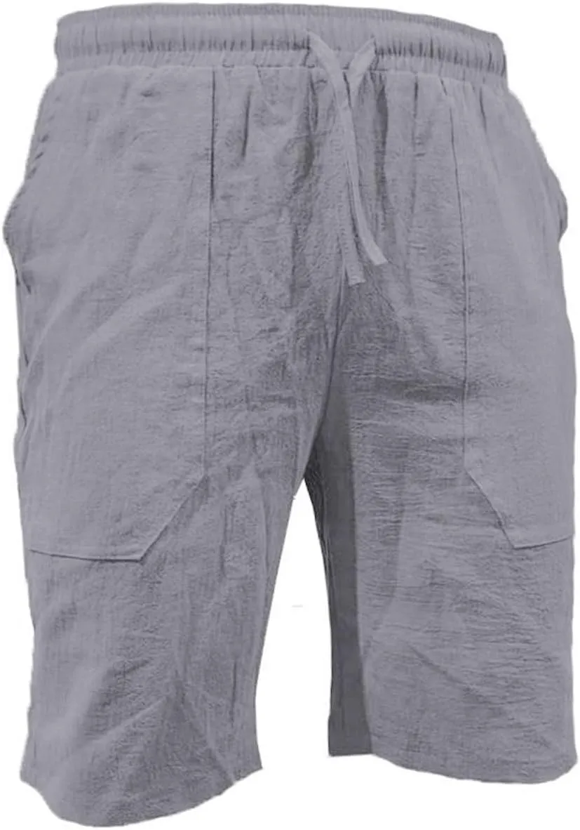 Linen Shorts for Men Pull On Lounge Bermuda Shorts Casual Gym Workout Shorts Plus Size Joggers Athletic Shorts