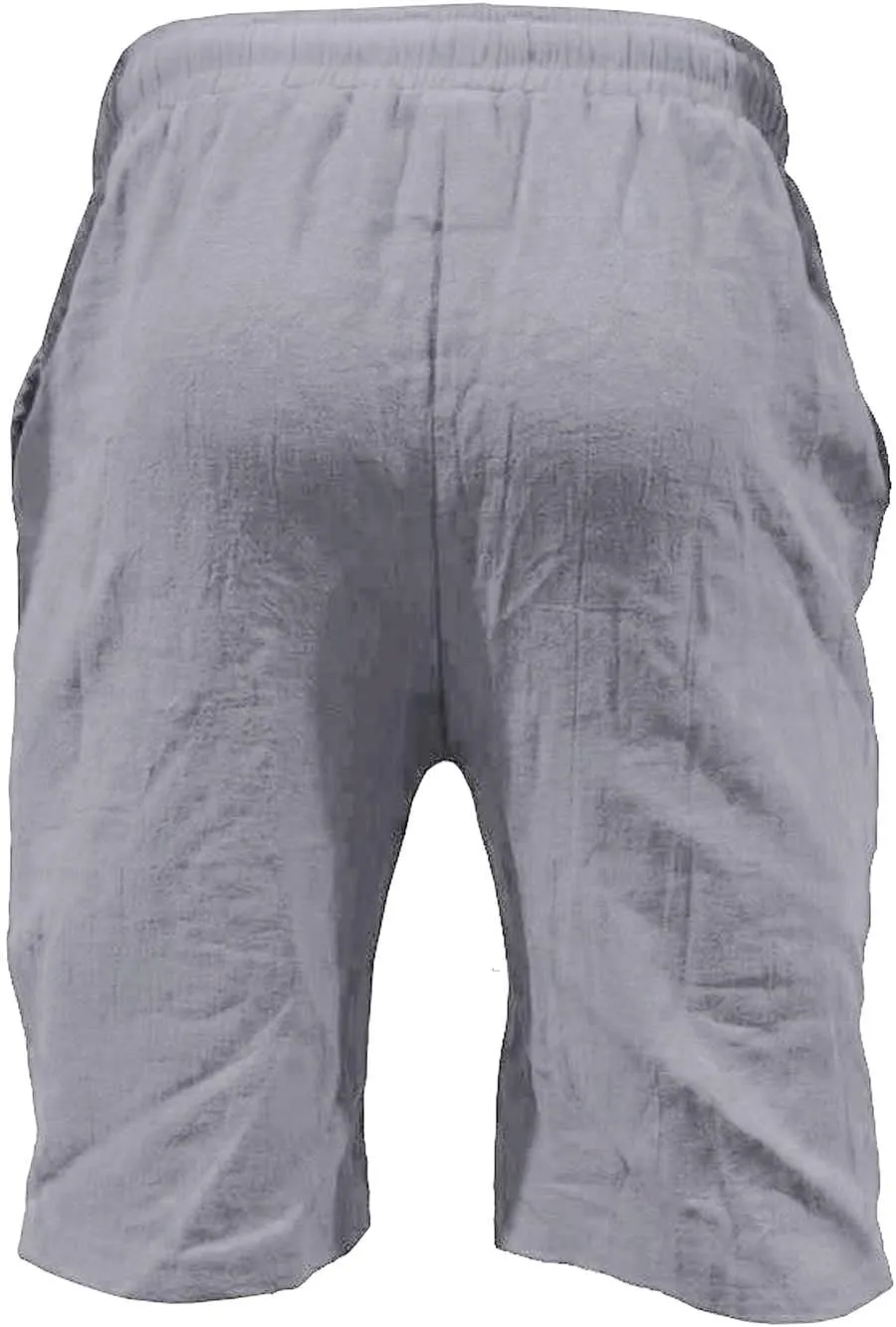 Linen Shorts for Men Pull On Lounge Bermuda Shorts Casual Gym Workout Shorts Plus Size Joggers Athletic Shorts