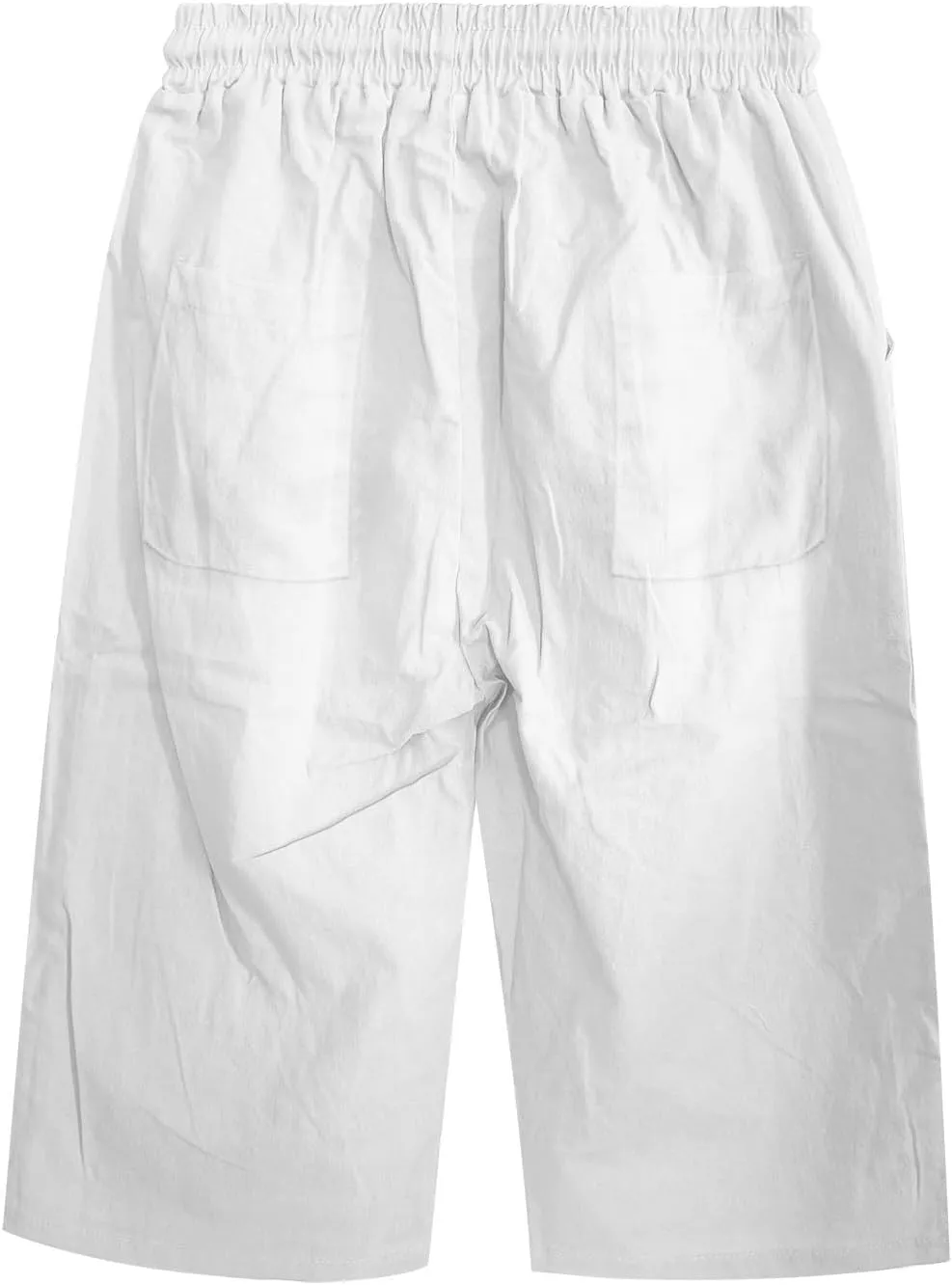 Linen Shorts for Women Summer Drawstring Waisted Knee Length Bermuda Shorts Casual Loose Beach Shorts with Pockets