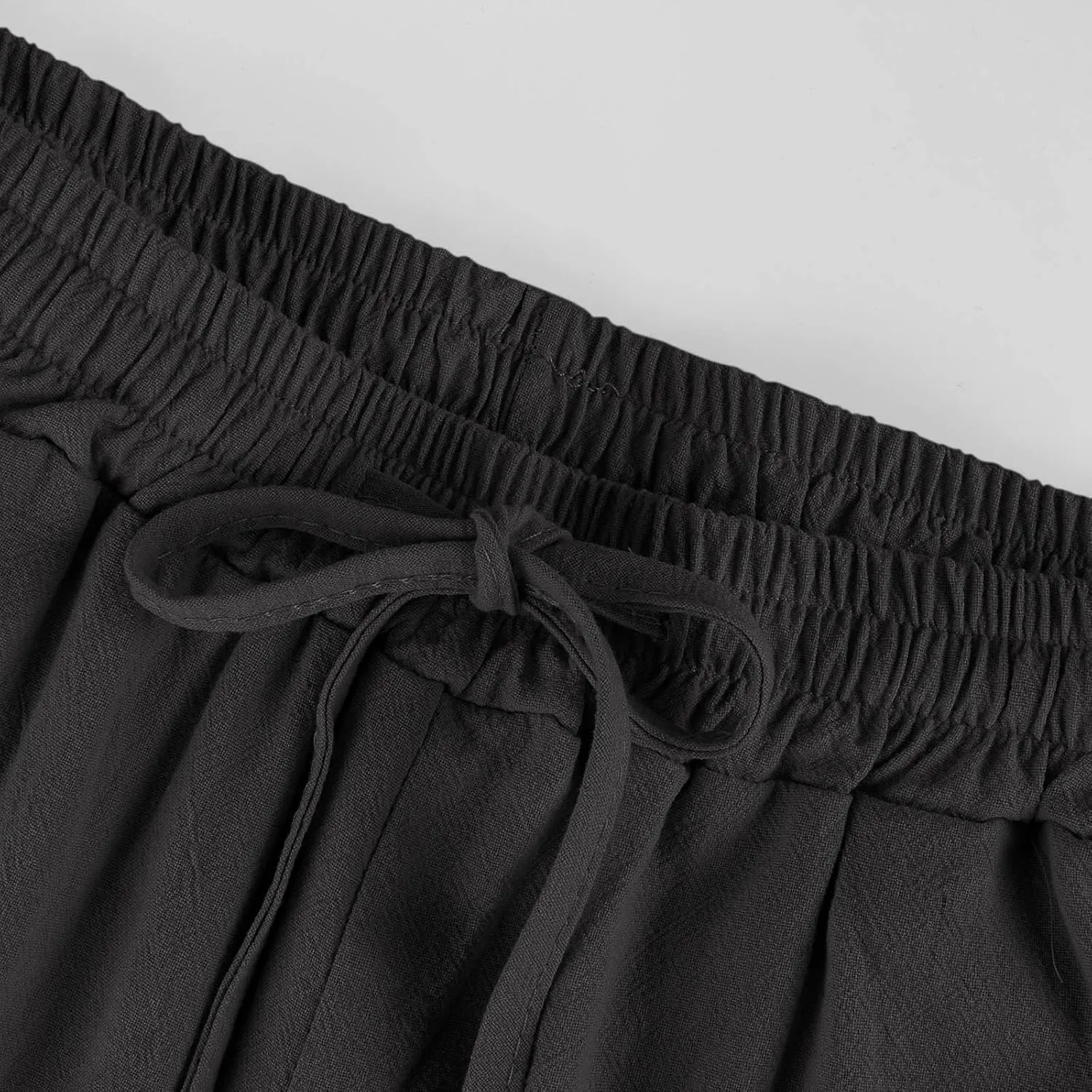 Linen Shorts for Women Summer Drawstring Waisted Knee Length Bermuda Shorts Casual Loose Beach Shorts with Pockets