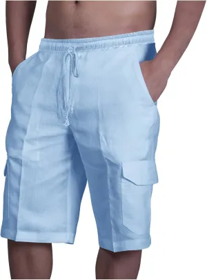 Linen Shorts Mens Casual Shorts Lightweight Summer Beach Shorts Drawstring Shorts for Men Casual Summer
