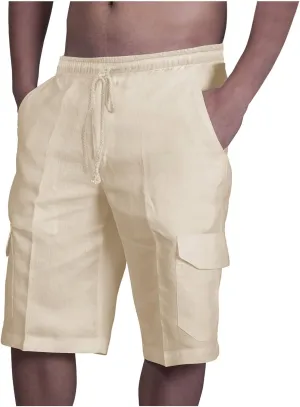 Linen Shorts Mens Casual Shorts Lightweight Summer Beach Shorts Drawstring Shorts for Men Casual Summer