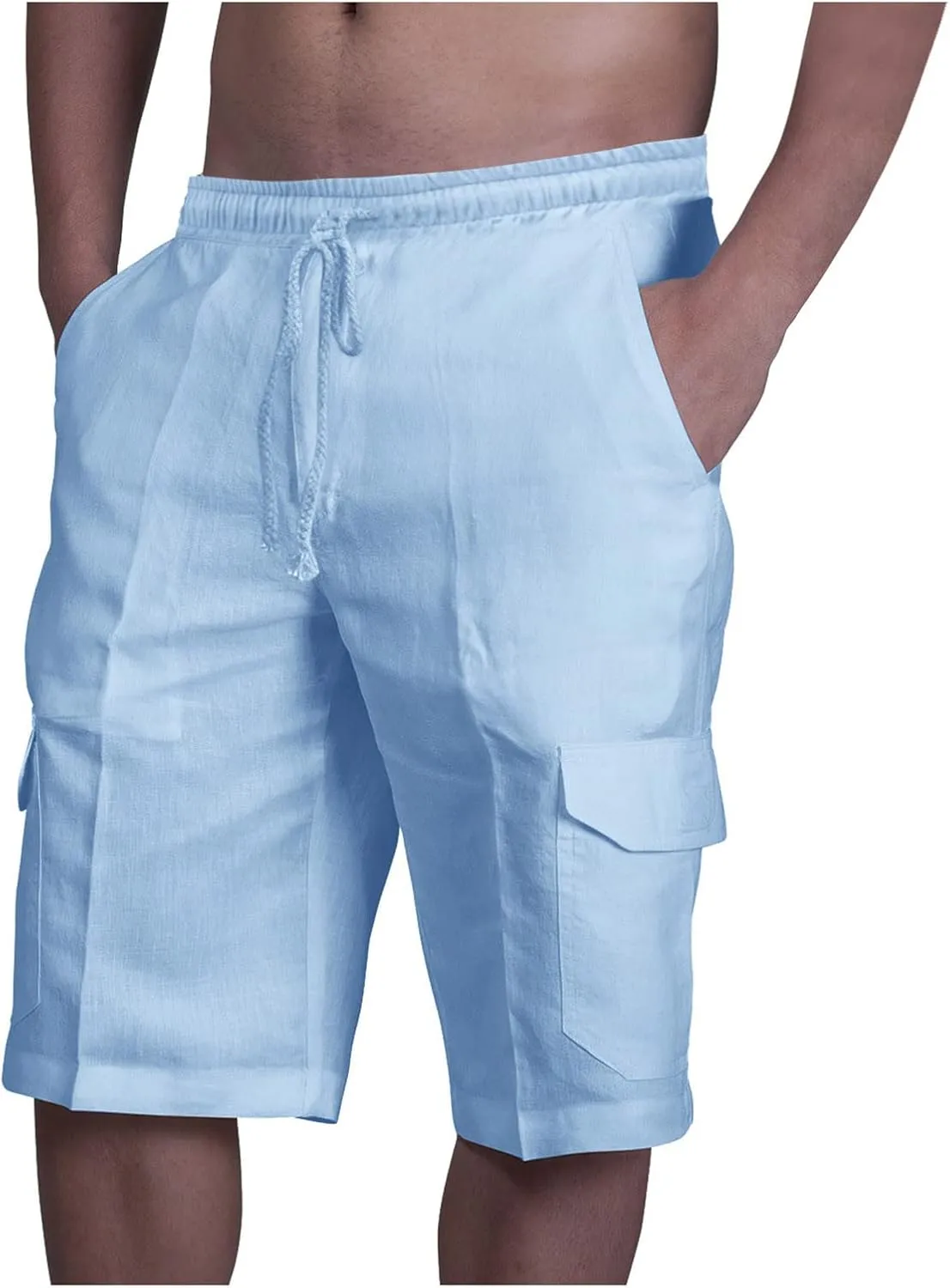 Linen Shorts Mens Casual Shorts Lightweight Summer Beach Shorts Drawstring Shorts for Men Casual Summer