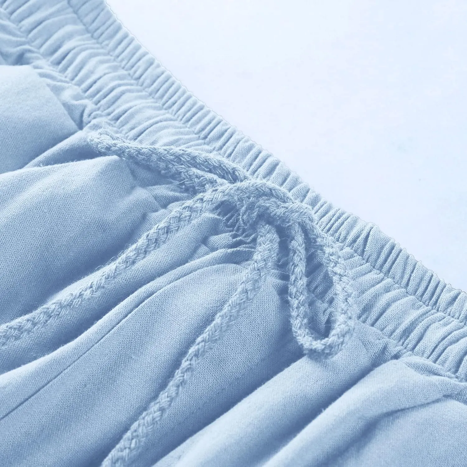 Linen Shorts Mens Casual Shorts Lightweight Summer Beach Shorts Drawstring Shorts for Men Casual Summer