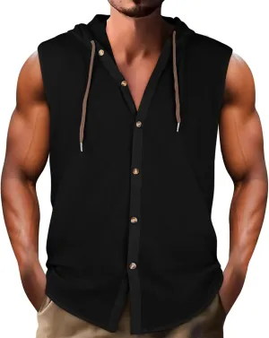 Linen Sleeveless Hoodies Mens Quick Dry Breathable Summer Beach Tops Casual Loose Fit Tees UV UPF 50  Sun Shirts 2025