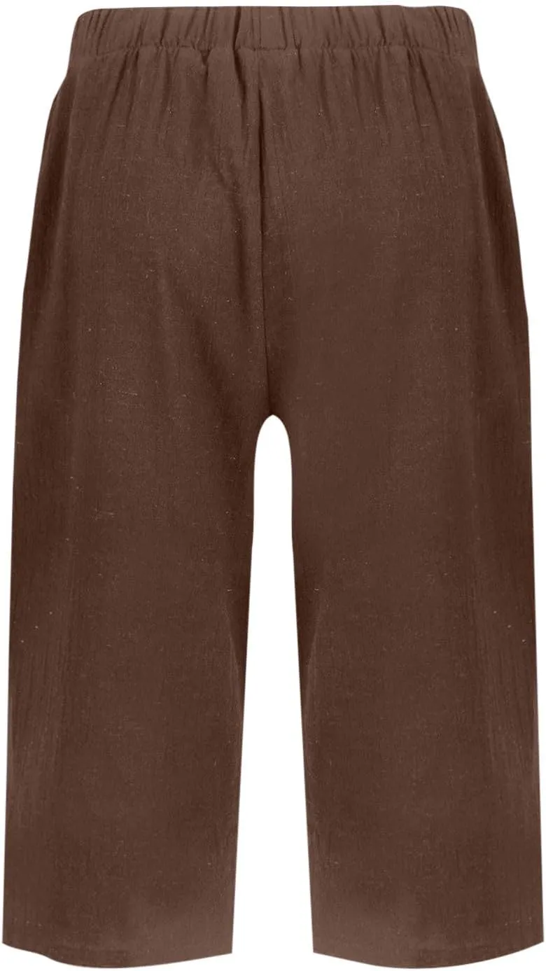 Lmdudan Linen Shorts for Women Knee Length Wide Leg Bermuda Shorts 2025 Trendy Lightweight Casual Shorts Plus Size Capris