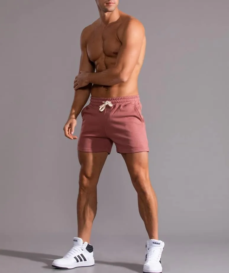 LONGBIDA Mens Athletic Gym Shorts Cotton Casual Elastic Waist Jogger Workout Sweat Shorts