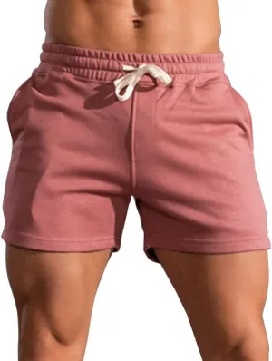 LONGBIDA Mens Athletic Gym Shorts Cotton Casual Elastic Waist Jogger Workout Sweat Shorts