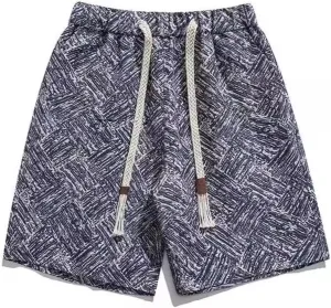Lounge Shorts for Men Cotton Blend Elastic Waist Drawstring Chambray Casual Summer Shorts