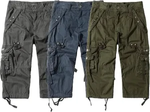 Maiyifu-GJ Men's 3/4 Cargo Shorts Elastic Multi Pockets Below Knee Cargo Shorts Summer Casual Loose Cotton Long Shorts