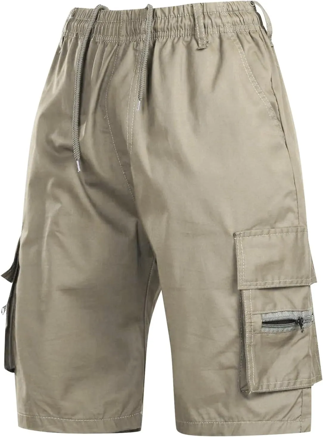 Men Casual Shorts Elastic Waist Drawstring Shorts Stretch Summer Beach Shorts with Pockets
