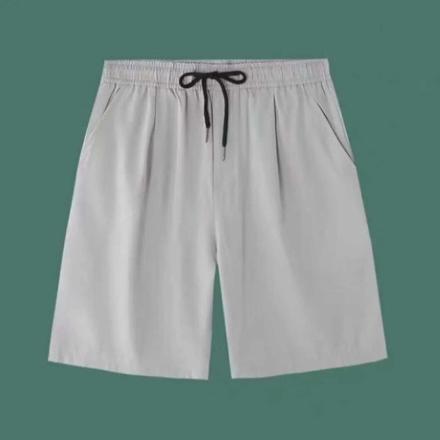 Men Casual Shorts Elastic Waist Drawstring Shorts Stretch Summer Beach Shorts with Pockets