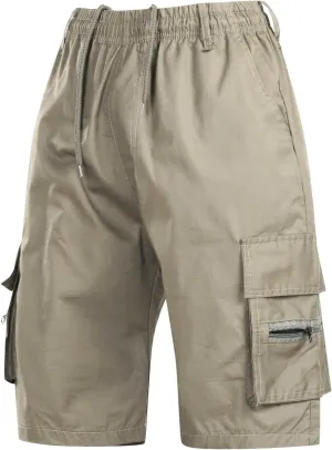 Men Casual Shorts Elastic Waist Drawstring Shorts Stretch Summer Beach Shorts with Pockets