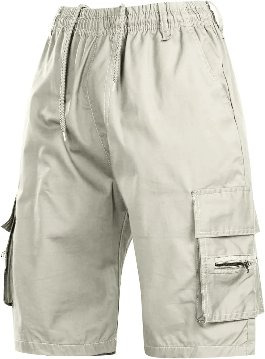 Men Casual Shorts Elastic Waist Drawstring Shorts Stretch Summer Beach Shorts with Pockets
