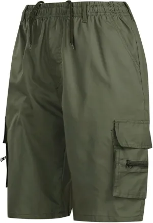 Men Casual Shorts Elastic Waist Drawstring Shorts Stretch Summer Beach Shorts with Pockets