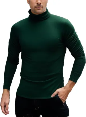 Men Casual Turtleneck Slim Fit Basic Tops Lightweight Thin Pullover Sweater Long Sleeve Underwear Male Blouse T-Shirt