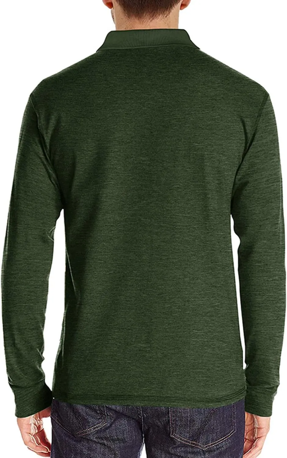 Men Fall Winter Polo Shirts Long Sleeved Flip Collar Tops Pocket Button V Neck T Shirts Golf Casual Sports Tops