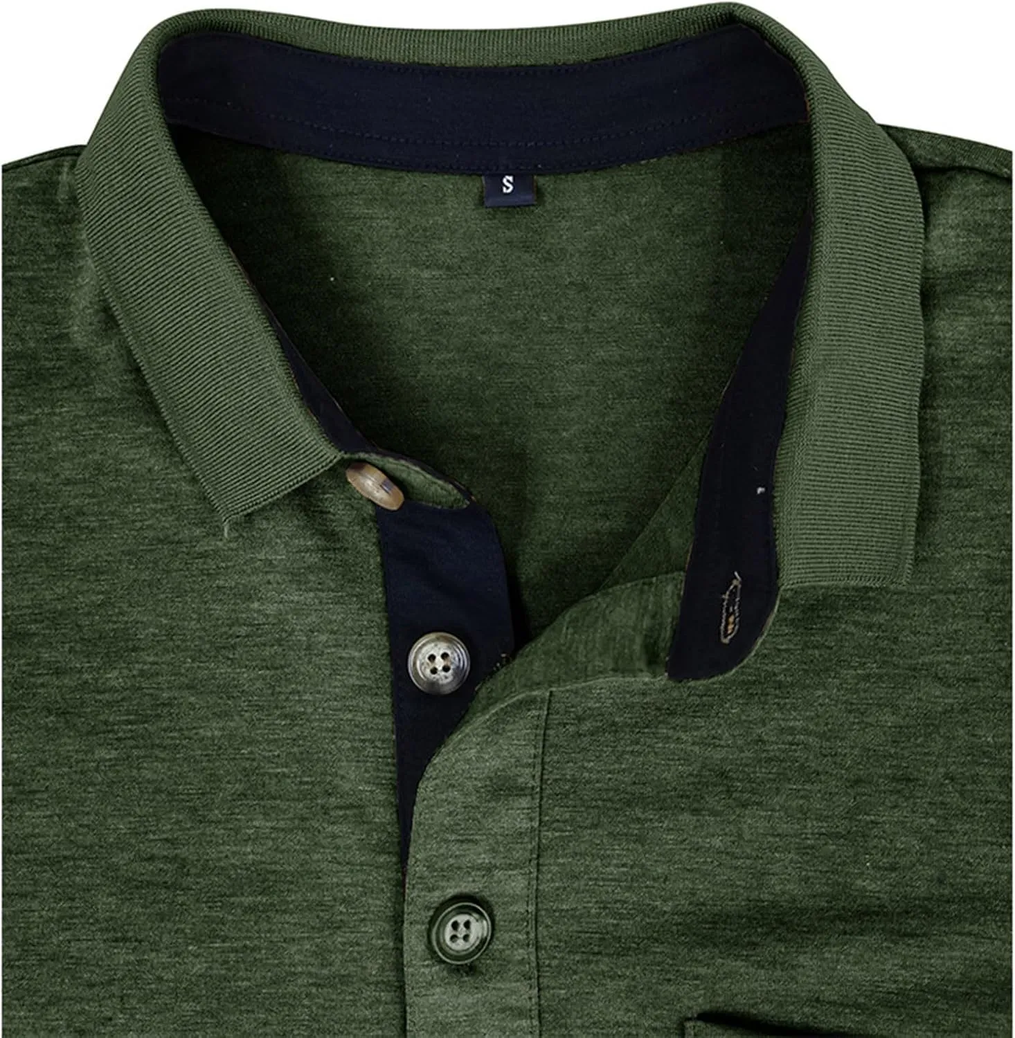 Men Fall Winter Polo Shirts Long Sleeved Flip Collar Tops Pocket Button V Neck T Shirts Golf Casual Sports Tops