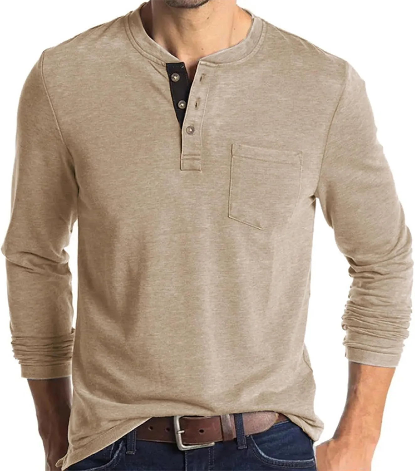 Men Fall Winter Polo Shirts Long Sleeved Flip Collar Tops Pocket Button V Neck T Shirts Golf Casual Sports Tops