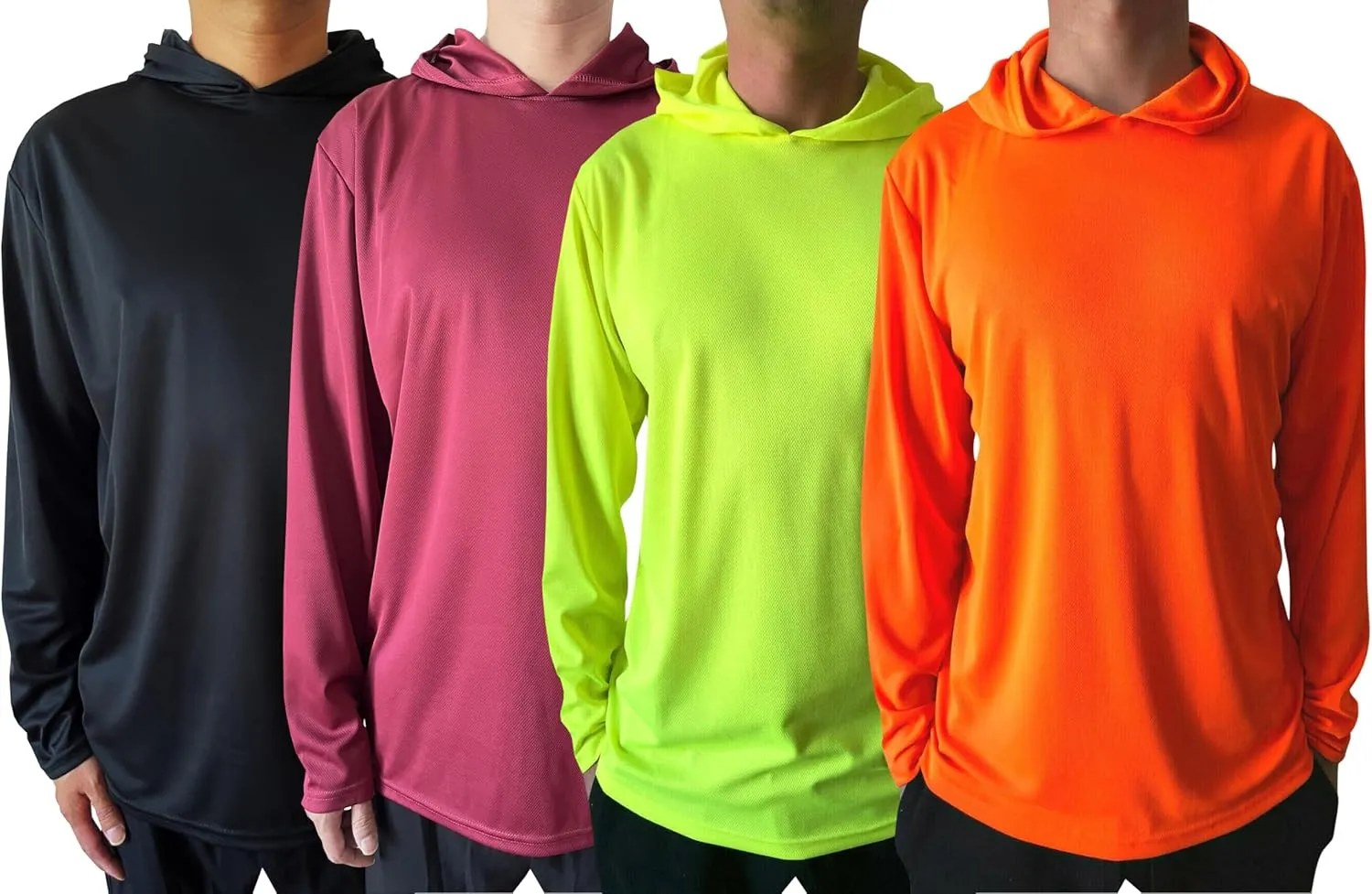 Men UPF 50  Sun Protection Breathable Fishing Hiking Long Sleeve Workout T-Shirts with Hood