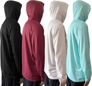 Men UPF 50  Sun Protection Breathable Fishing Hiking Long Sleeve Workout T-Shirts with Hood