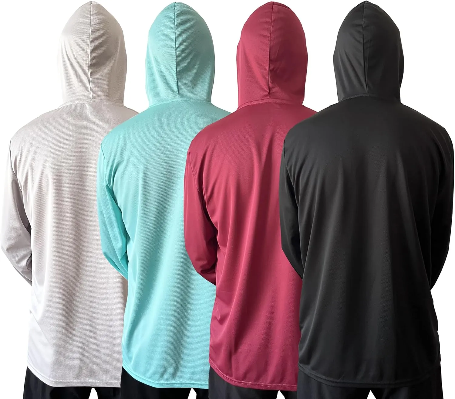 Men UPF 50  Sun Protection Breathable Fishing Hiking Long Sleeve Workout T-Shirts with Hood