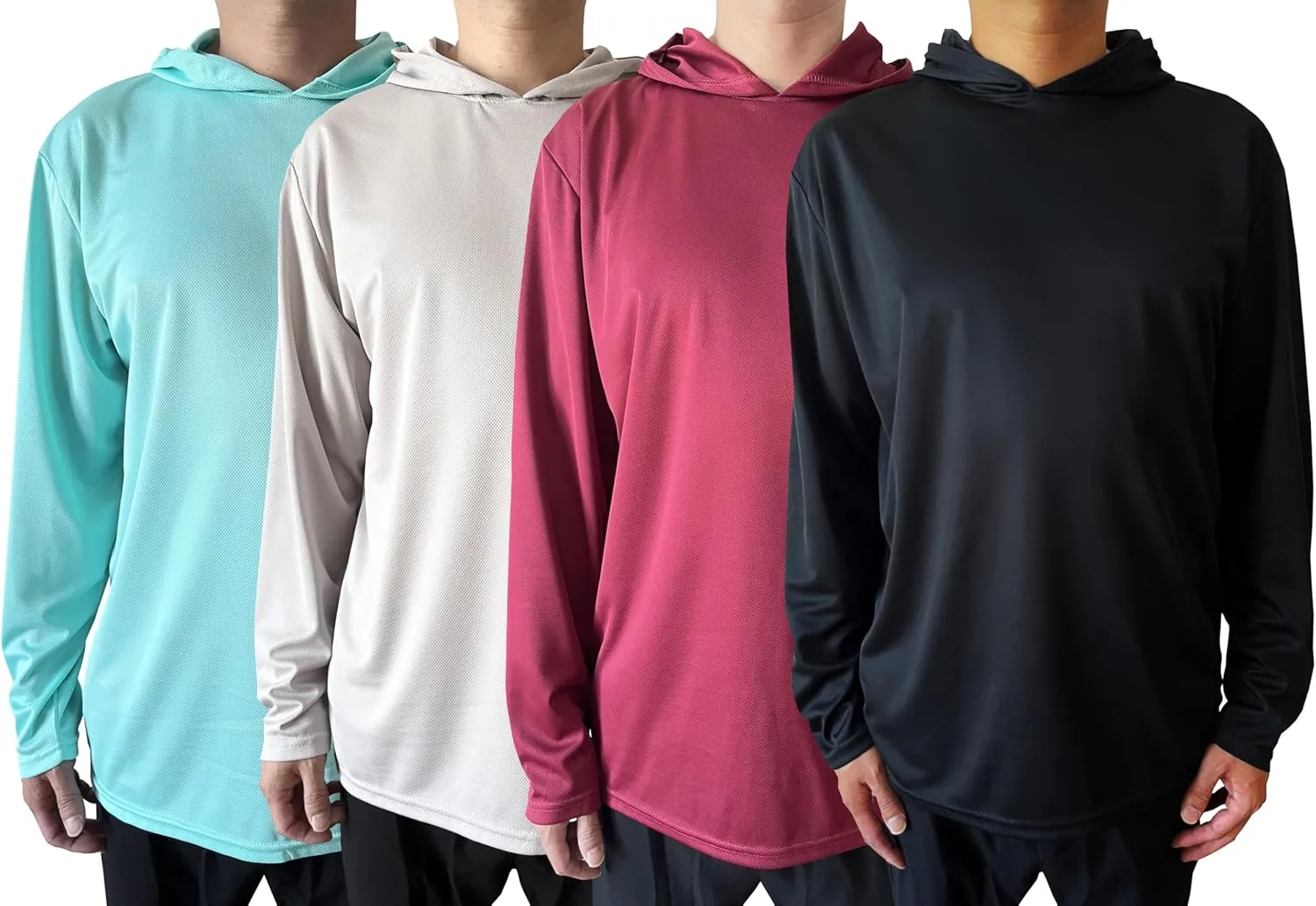 Men UPF 50  Sun Protection Breathable Fishing Hiking Long Sleeve Workout T-Shirts with Hood