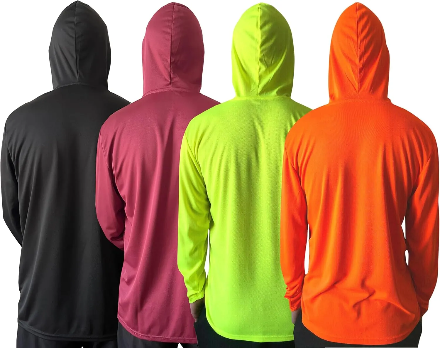 Men UPF 50  Sun Protection Breathable Fishing Hiking Long Sleeve Workout T-Shirts with Hood