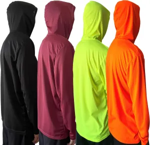Men UPF 50  Sun Protection Breathable Fishing Hiking Long Sleeve Workout T-Shirts with Hood