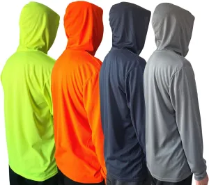 Men UPF 50  Sun Protection Breathable T Shirt Long Sleeve Workout T-Shirts with Hood