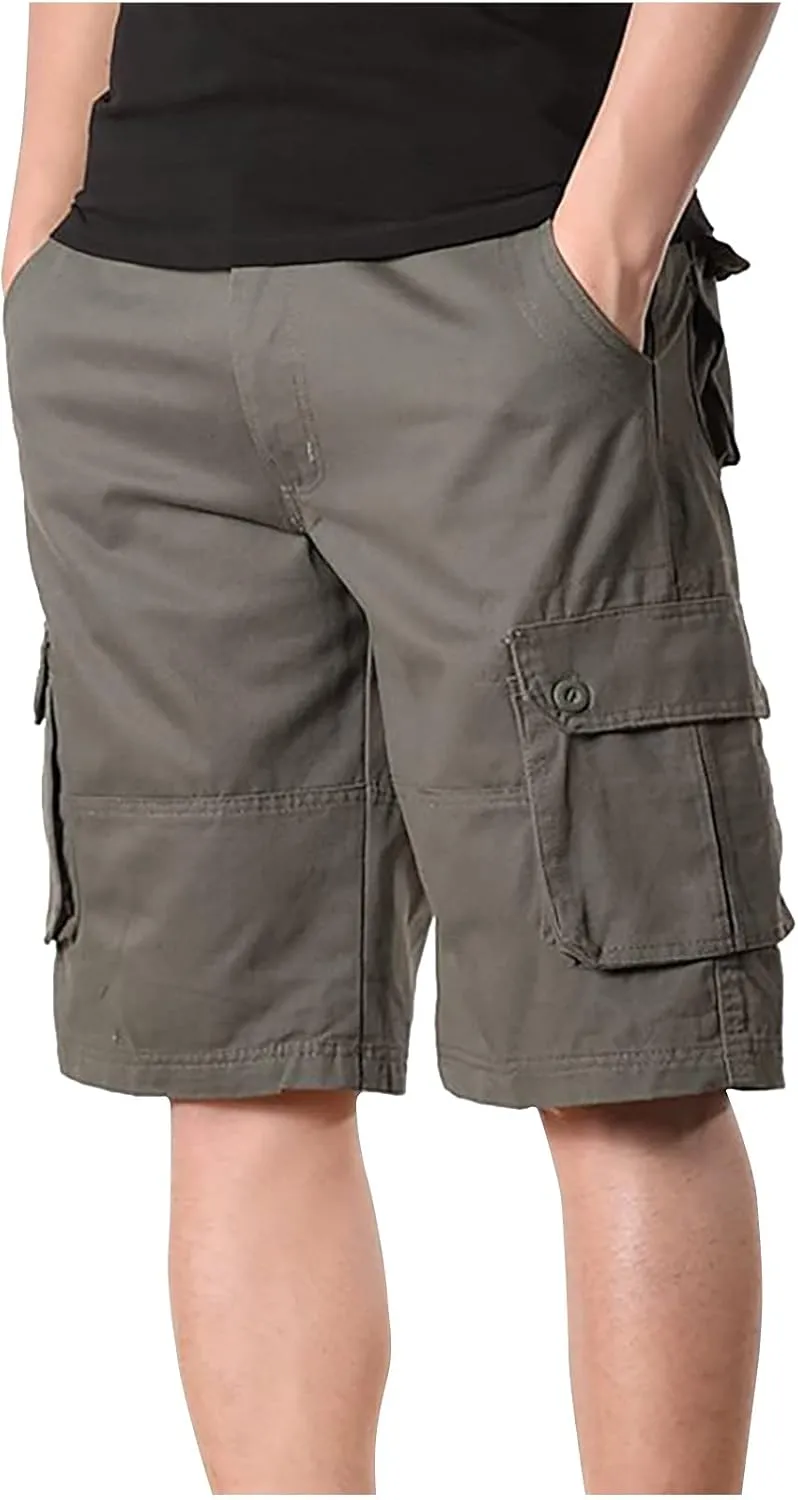 Men Workout Shorts Ultimate Comfort Linen Shorts with Pockets Causal Flat-Front Cargo Shorts Loose Tooling Shorts