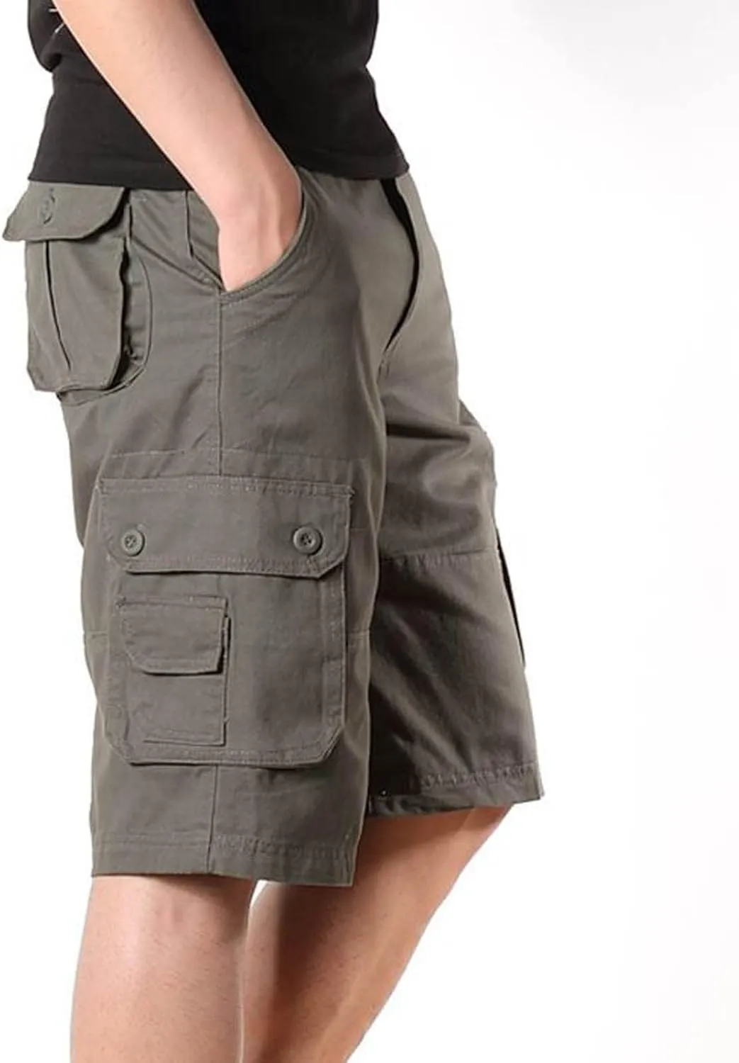 Men Workout Shorts Ultimate Comfort Linen Shorts with Pockets Causal Flat-Front Cargo Shorts Loose Tooling Shorts