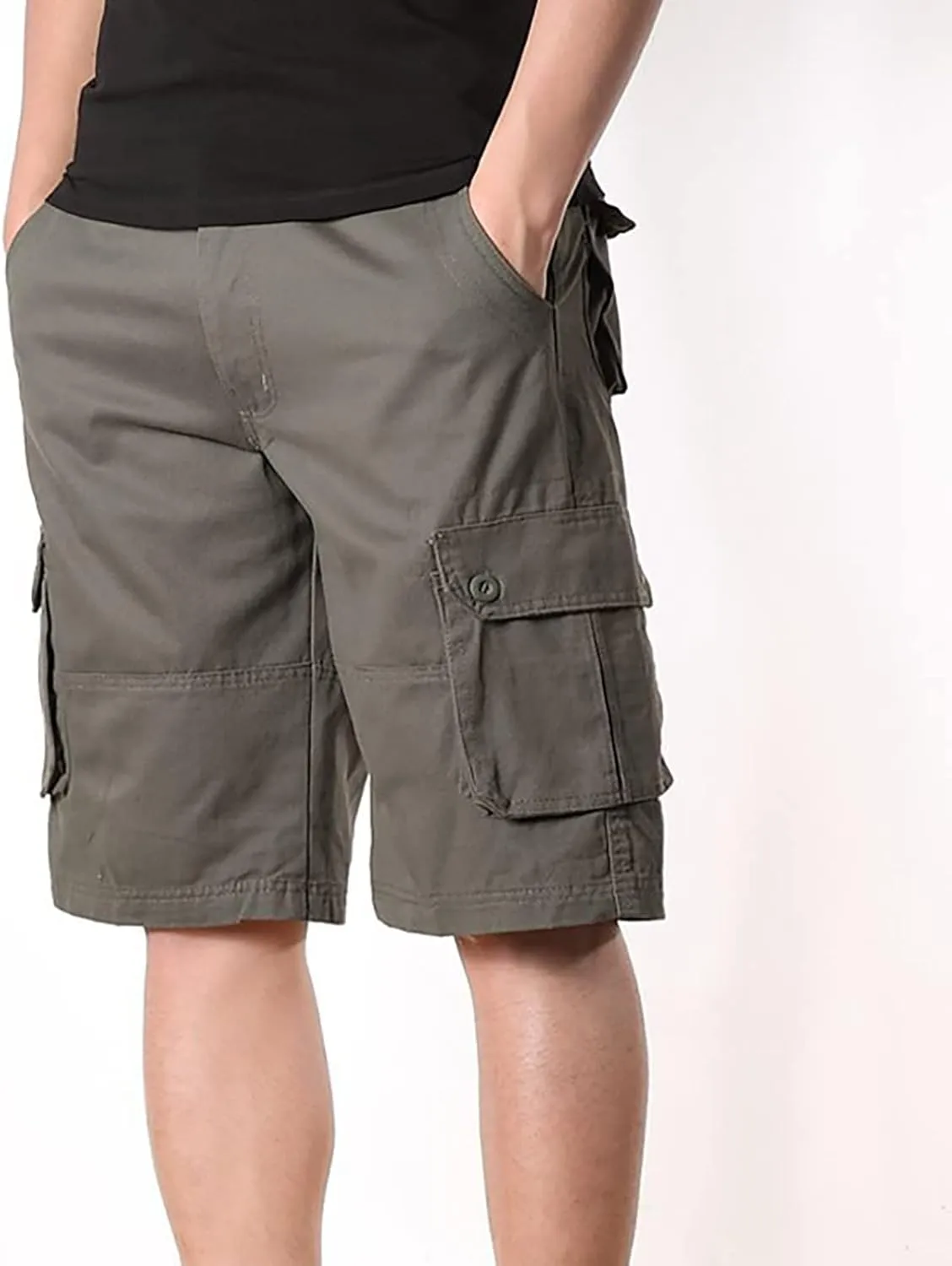 Men Workout Shorts Ultimate Comfort Linen Shorts with Pockets Causal Flat-Front Cargo Shorts Loose Tooling Shorts